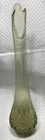 Vintage Fenton Avocado Green Glass Swung Vase 15” Tall with Diamond Pattern