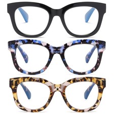 ZXYOO Oversized Reading Glasses 3-Pack Women Blue Light Block Computer Spring Hi