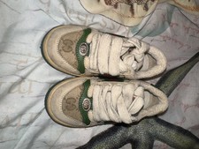 gucci gg unisex kids beige green logo print sneakers size 7