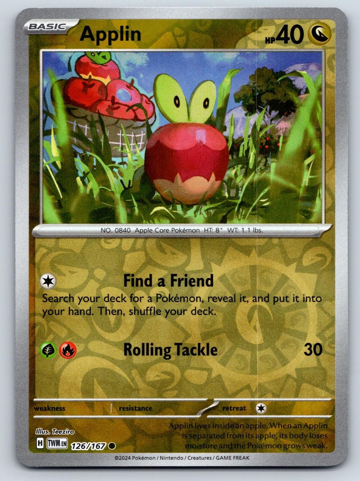 Applin 126/167 Twilight Masquerade Near Mint Reverse Holo Pokemon Card