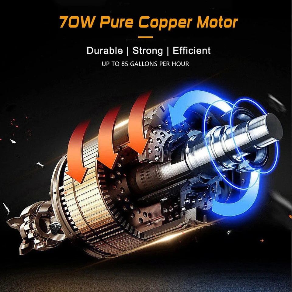 Kit de Bomba de Transferencia de Combustible Steauty 12V, Motor 85 Gal/Hr 70W DC, con Estuche de Transporte Foto 4 de 4