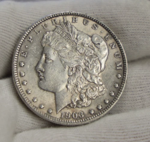 1903  US Morgan Silver Dollar $1 AU (Cleaned)