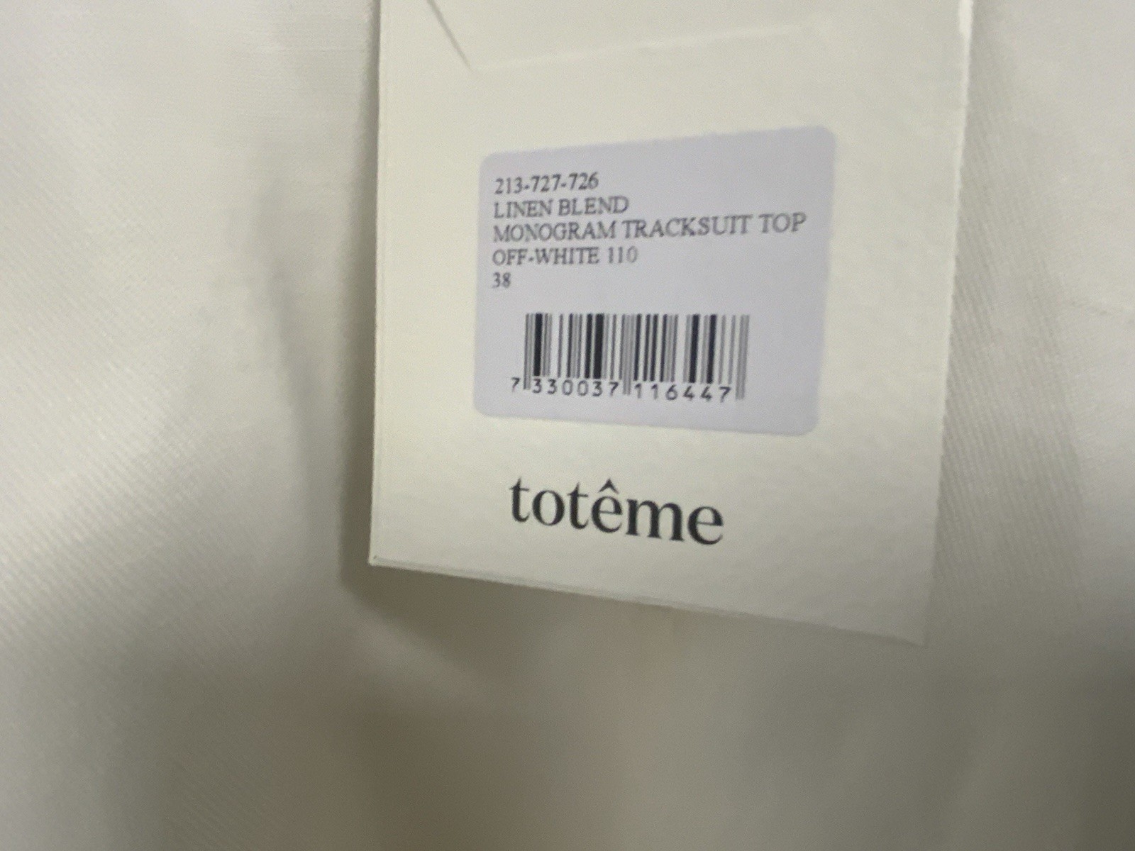 Toteme Women’s Linen Blend Monogram Tracksuit Top Off- White 110 Size 38 New thumbnail 15
