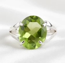 Peridot Gemstone 925 Sterling Silver Ring Handmade Jewelry Gift For Women