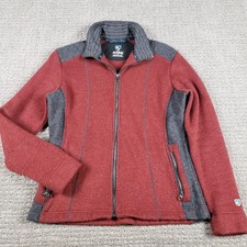Kuhl Alfpaca Fleece Jacket Womens L Red Burgandy Full Zip Outdoors Hiking
