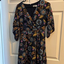 Eliza J Midnight Blue Dress with Floral Accents