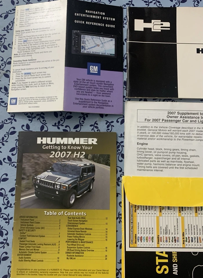 CLEAN 2007 HUMMER H2 OWNERS MANUAL NAVI SUV SUT 6.0 V8 LUXURY FULL OEM SET A+ - Image 4 of 4