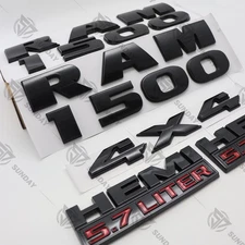 For RAM 1500 4X4 Door Tailgate 5.7 Liter HEMI Emblem Badge Gloss Black 2013-2018