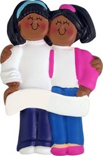 Friends Sisters Both African-American Personalized Christmas Tree Ornament