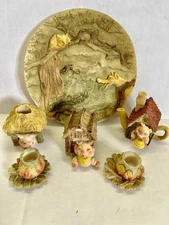 Vintage Miniature Resin Tea Set “The Three Little Pigs” Fairy Tale 1994 