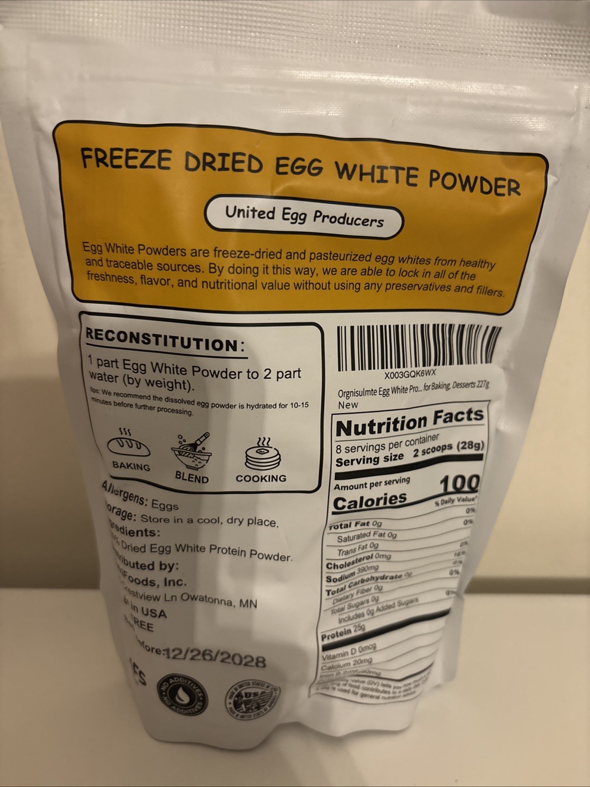 Orgnisulmte Egg White Protein Powder 8 Oz Pasteurized Dried Egg Whites Protein