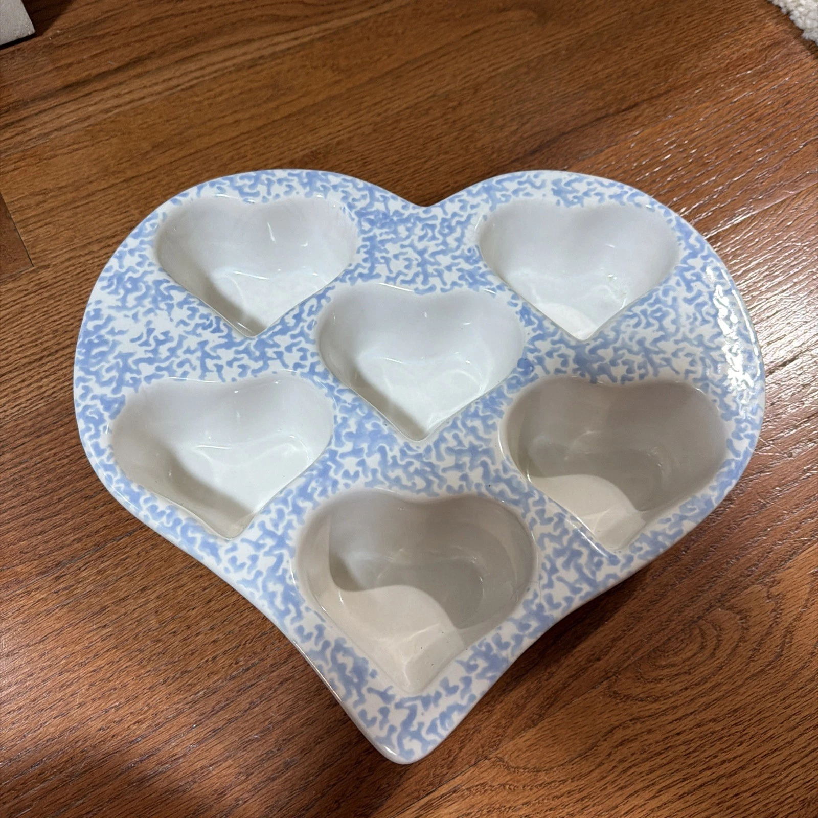 Blue & White Ceramic Heart Shaped Muffin Baking Dish