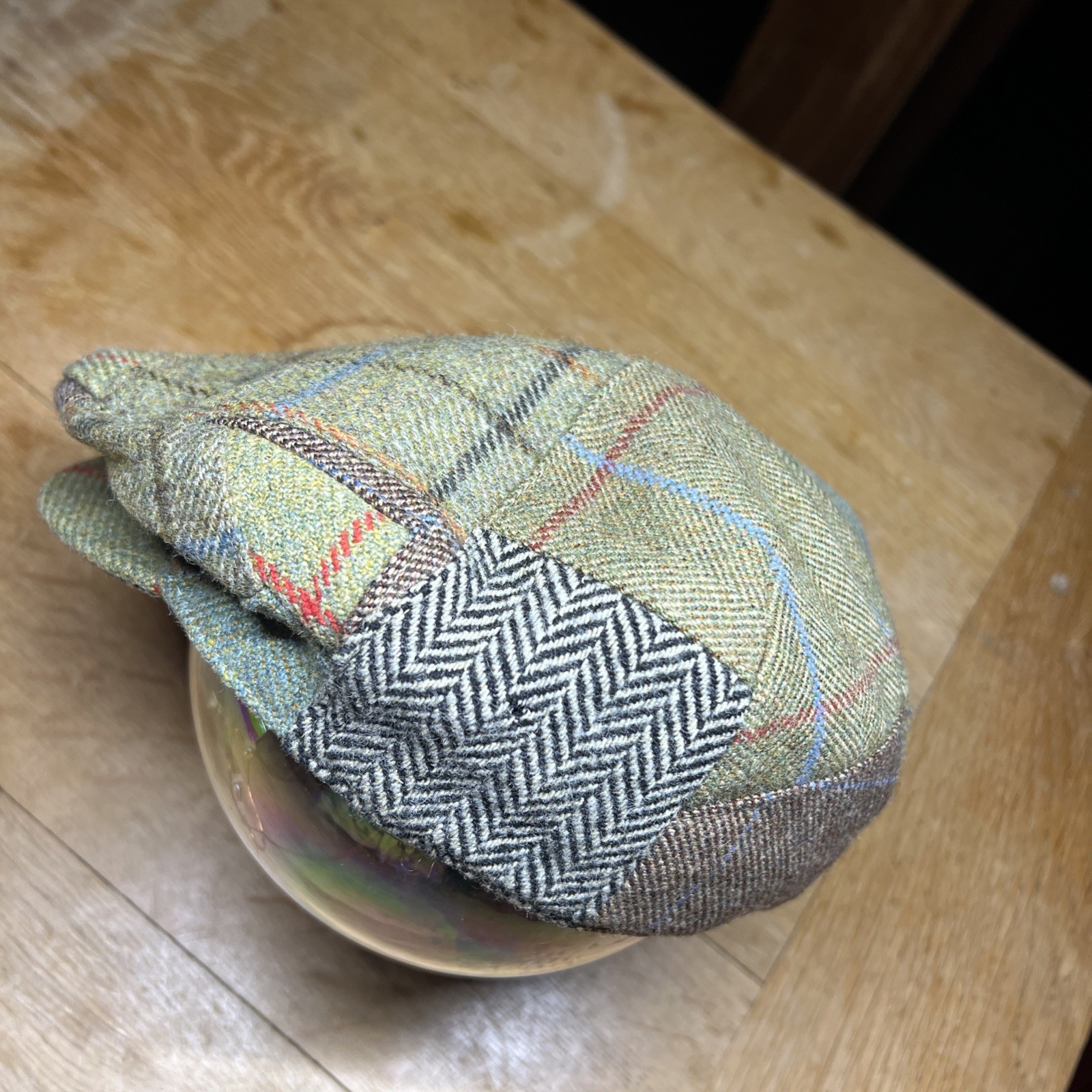 Rare Hackett Mixed Patchwork Tweed Cap/Horse & Ho… - image 2