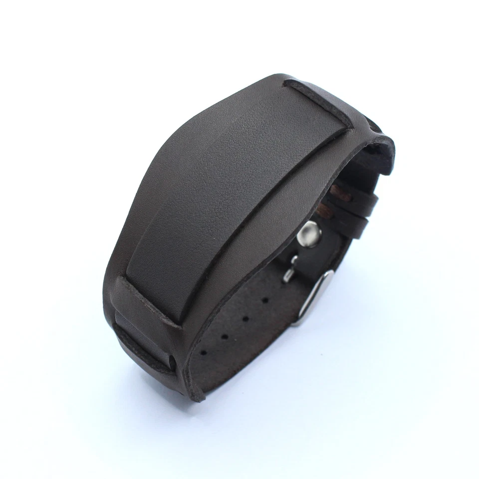 Pulseira de relógio de couro feita à mão G1041 design de peça única com almofada: 16mm 18mm porcas - Imagem 2 de 4