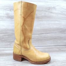 VTG Frye Campus Banana Boots Women 8 M Yellow Square Toe Western MADE IN USA