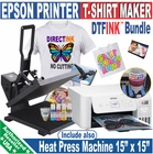 Epson Printer with DTF Print T-Shirt Heat Press 15x15 Machine Starter Bundle/