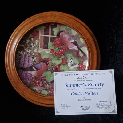 Schöner gerahmter Coalport Garten Besucher Serie Teller ''Summer's Bounty'' + Echtheitszertifikat