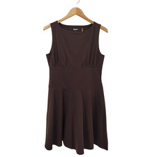 Quince Women Organic Stretch Jersey Drop Waist Mini Dress Brown L