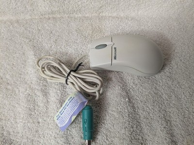 Vintage Microsoft IntelliMouse 1.1A PS/2 Wired Scroll Mouse X03-65047 Retro PC 