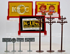 Lot Vintage K-Line O Scale Train Layout Signs Telephone Poles Used