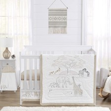 4-Piece Baby Crib Bedding Set 100 Cotton Jungle Animals Boys/Girls