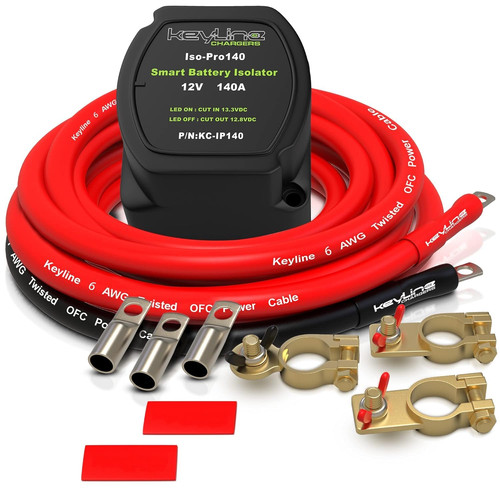 Dual Battery Isolator Kit 12V - 140 Amp Voltage Sensitive Relay (VSR) for Dual B