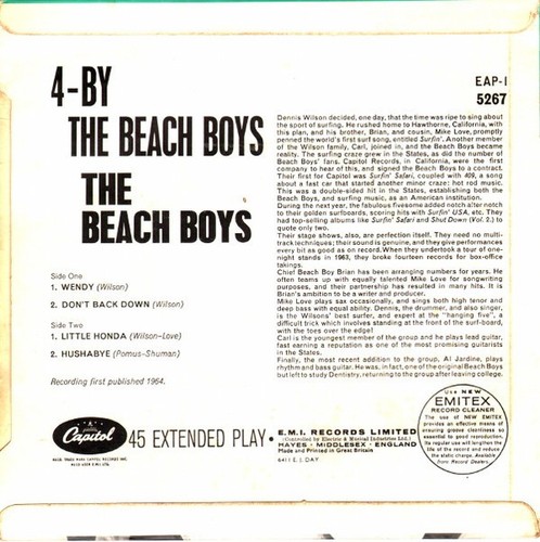 The Beach Boys - Four By The Beach Boys (7", EP, Mono) (Very Good Plus (VG+)) - - Picture 2 of 4