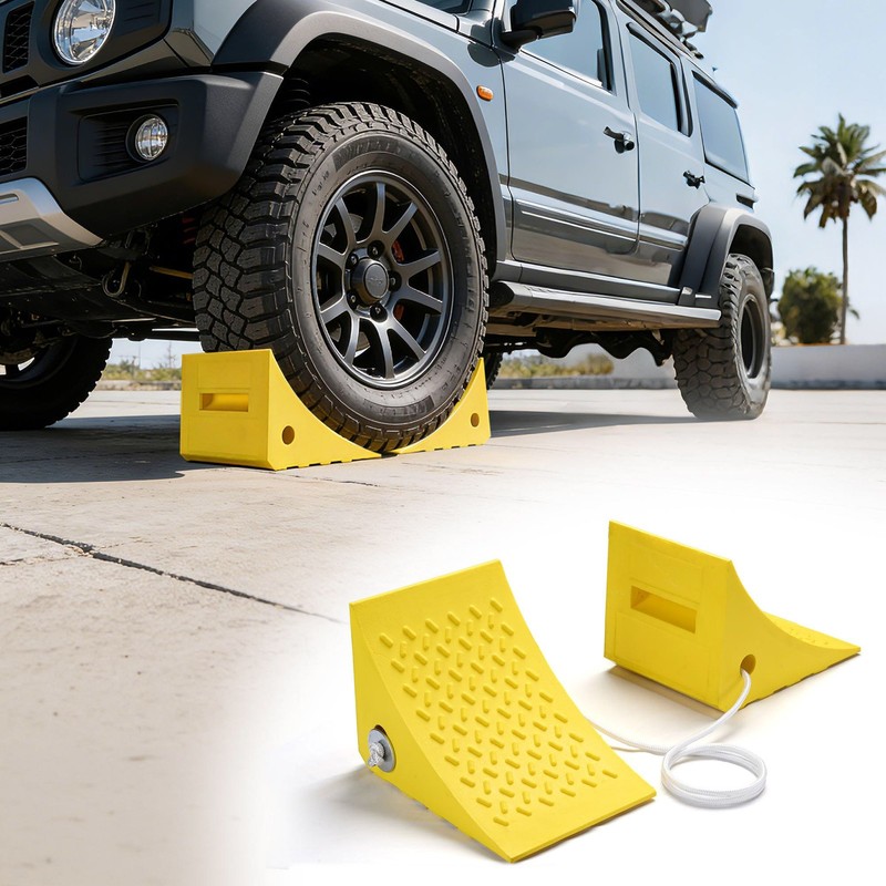 Yescom 2 Pack 35" Tires PU Wheel Chocks w/ 5ft Rope 66,000 lbs Heavy Duty for