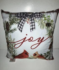 LAURAL HOME Holiday Joy Cardinal pillow  17 x 17 x7  Used