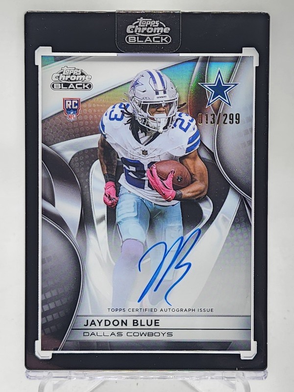JAYDON BLUE 2025 TOPPS CHROME BLACK ROOKIE REFRACTOR RC AUTO /299 Q7485
