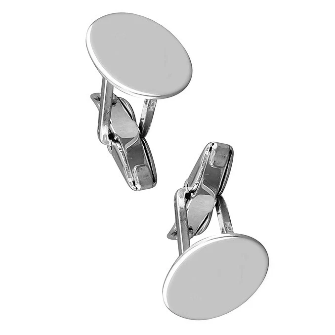 Set Di Gemelli In Argento Sterling Ovale 925 Marchiato Britannico - Immagine 3 di 4