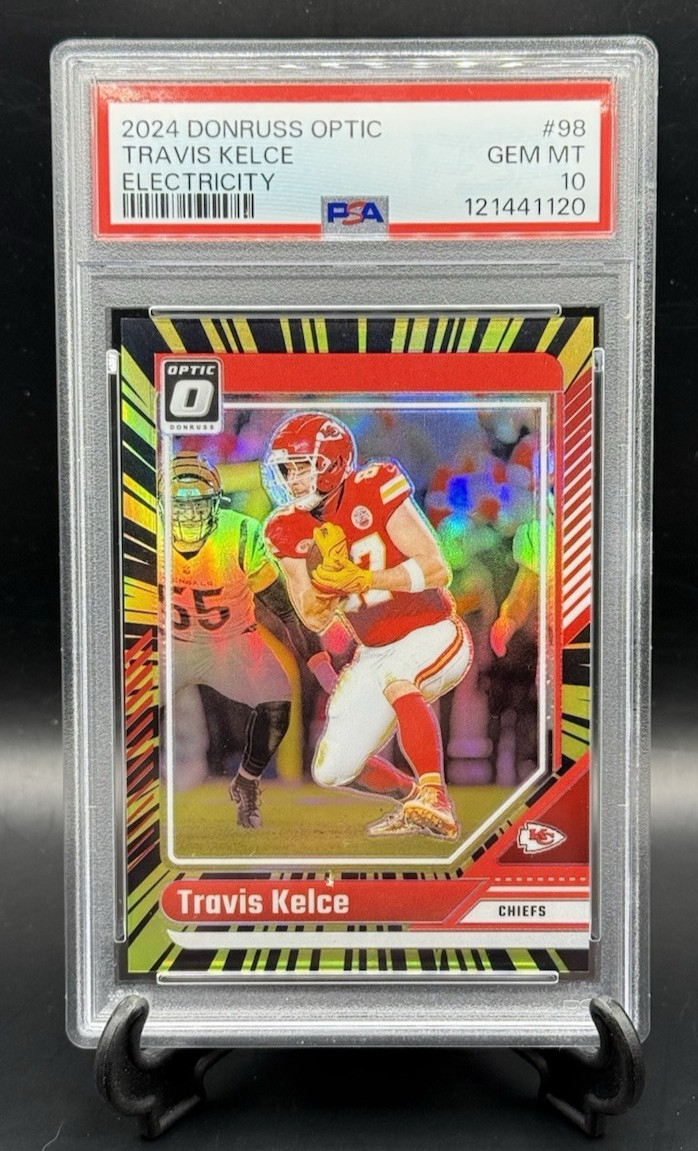 2024 Donruss Optic Travis Kelce Electricity Prizm /75 SSP #98 PSA 10 Chiefs view 3