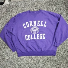 Vtg 90s 80s Gear For Sport Cornell College Crewneck Sweatshirt Mens Purple Retro