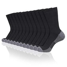 12 Pack Crew Socks for Men Full Cushion Moisture One Size 12 Pack-black