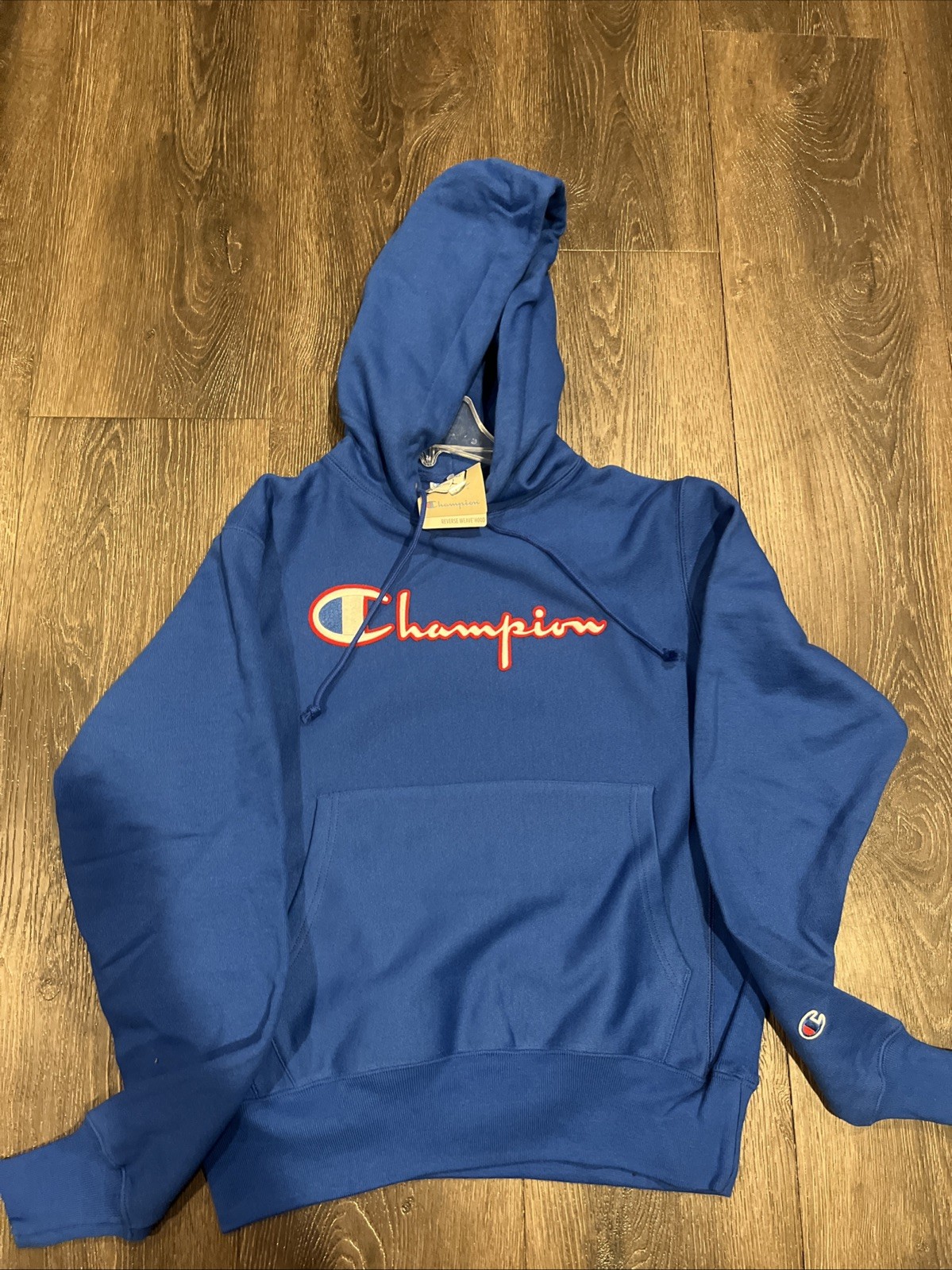 Champion Reverse Weave Hoodie Pullover Small Blue