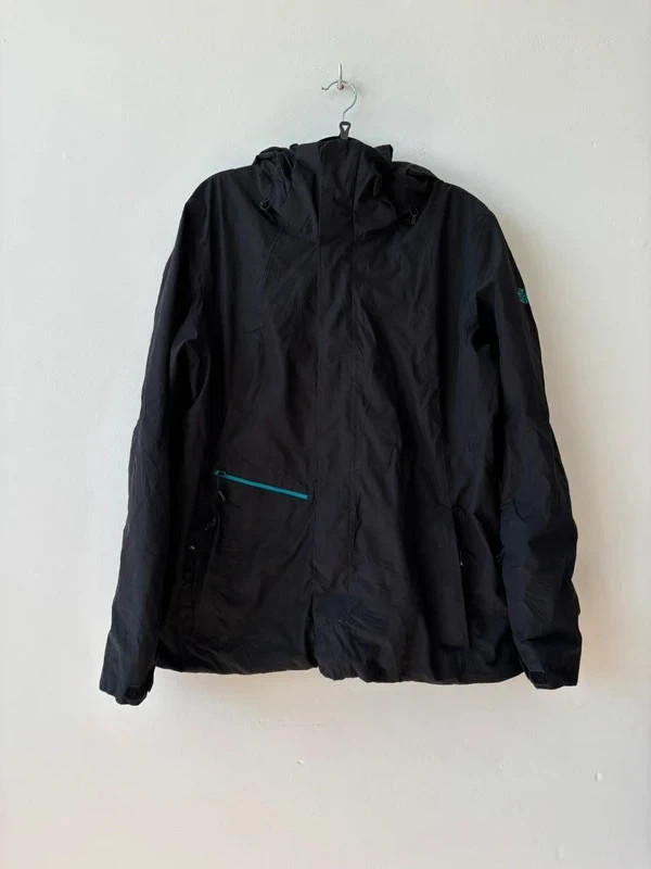 North Face Women's XL Black DryVent Hooded Jacket with Teal Accents