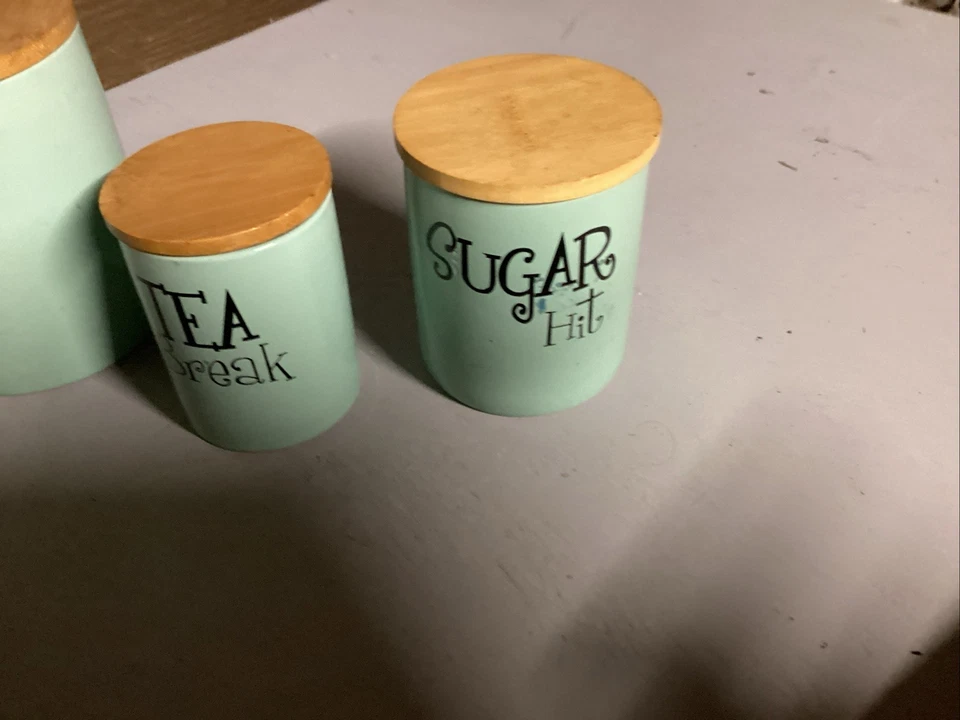 DII Kitchen Retro Collection Ceramic Canister Set Coffee Tea Sugar - Image 4 of 4