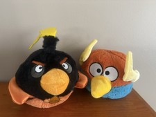 Lot Of 2 Angry Birds 5" Plush Lightning Black Space Bomb 2012 Good Stuff