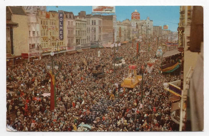 1960s? Chrome - Aerial View, Mardi Gras Parade - New Orleans, Louisiana