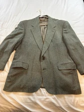 Vintage Orvis Silk Tweed Sport Coat Blazer Mens 46R Green Notch Lapel 2 Button