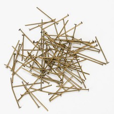 100pcs 1"/ 26mm Antique Chandelier Pins, Flat Head Pin Replacement Brass