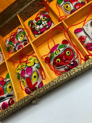 Chinese 12 Zodiac Animals Ceramic Handpainted Pandents Decorative Figures Box - Picture 8 of 14