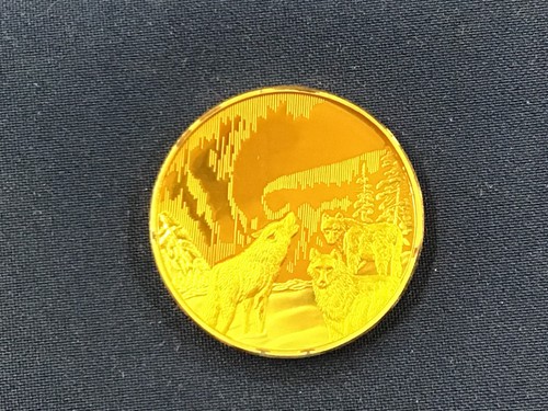 Alaska Mint Wolves with Alaska State Seal Gold Enamel Silver Art Medal B0807 - Picture 2 of 8