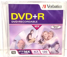1 Disc Verbatim DVD+R 120 min 4.7GB 16X Recordable Blank Media New Sealed