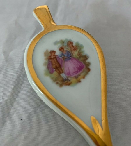 Vintage F M Limoges Miniature Bellow Courting Couple with Gold Trim Accent - Picture 2 of 7