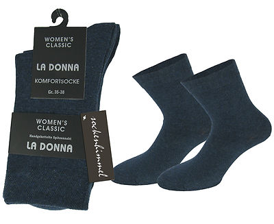 6 Paar Damen Socken ohne Gummi Baumwolle Diabetiker Socken ohne Naht Farbe jeans