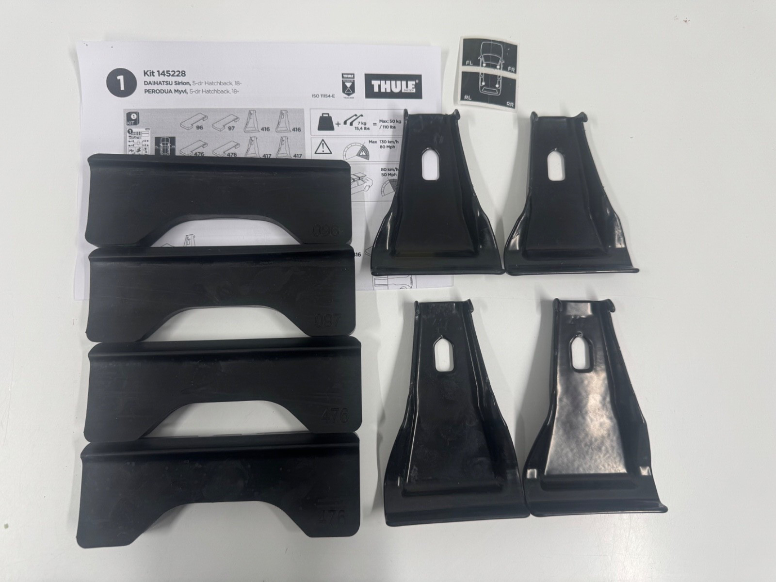 THULE FITTING KIT 5228 used no box fits DAIHATSU Sirion, 5-dr Hatchback, 18-
