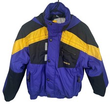 Obermeyer Ski Winter Jacket Juniors 16 Blue Purple Yellow Hood Nordic