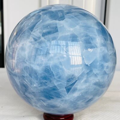 2100G Natural Blue Celestite Crystal Sphere Ball Healing Madagascar