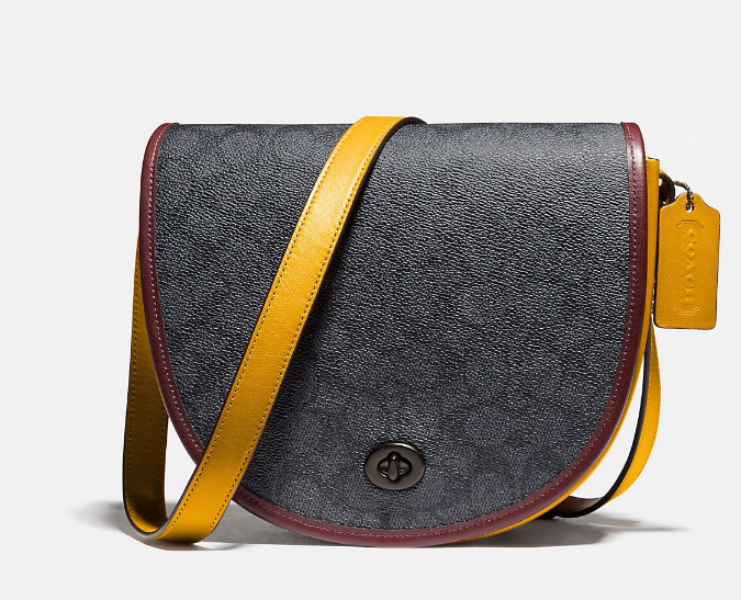 NWT COACH Turnlock Saddle Crossbody In Signature Canvas 195